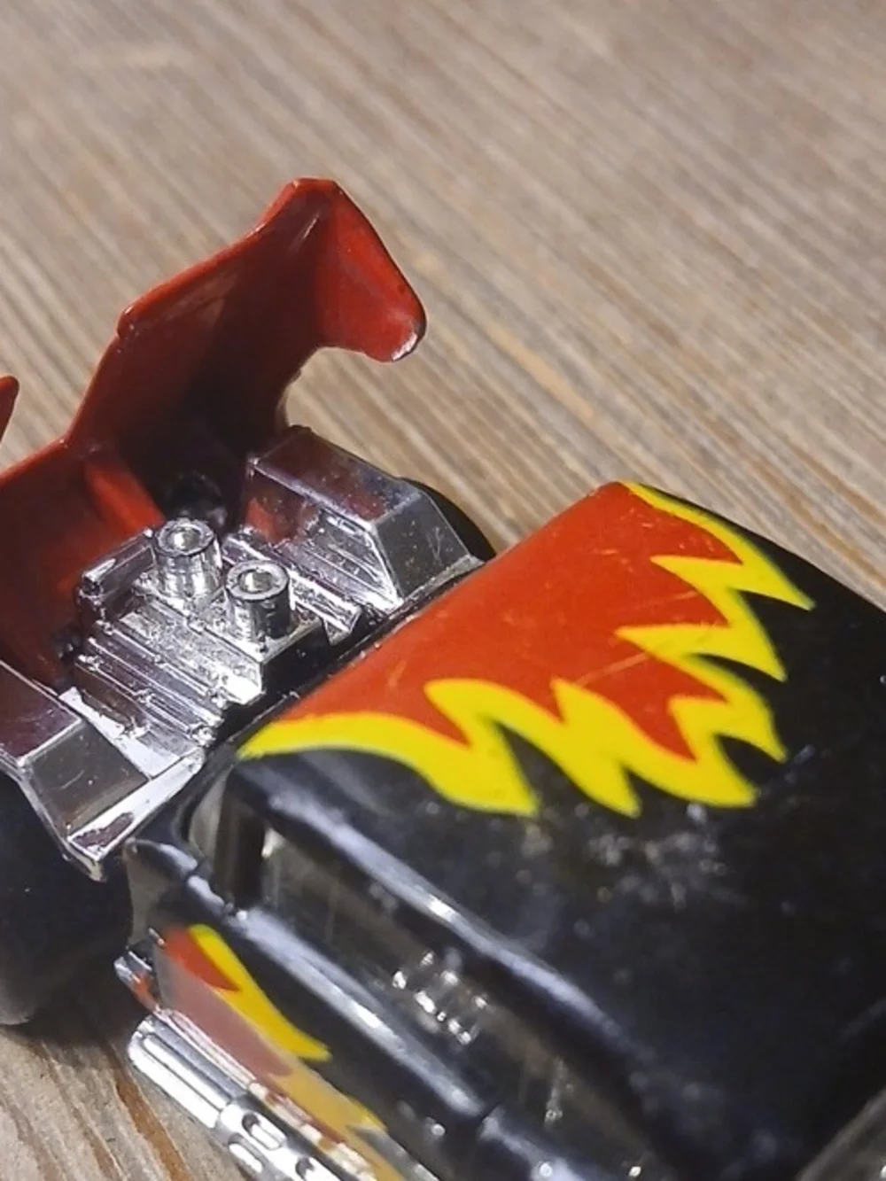 1983 Matchbox MB-4 1957 Chevy Bel Air Hardtop Black w/Red/Yellow Flames 1:64 NM